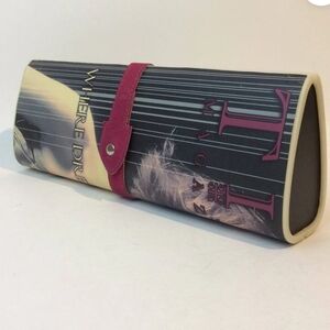 Stylish Magazine Print Clutch with Pink Strap